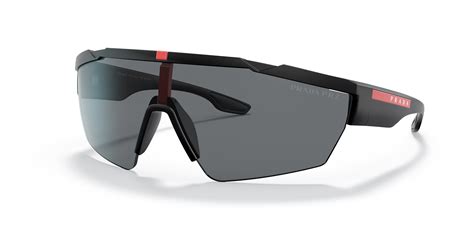 Prada Linea Rossa PS 03XS 01 Polarized Grey & Black Rubber .